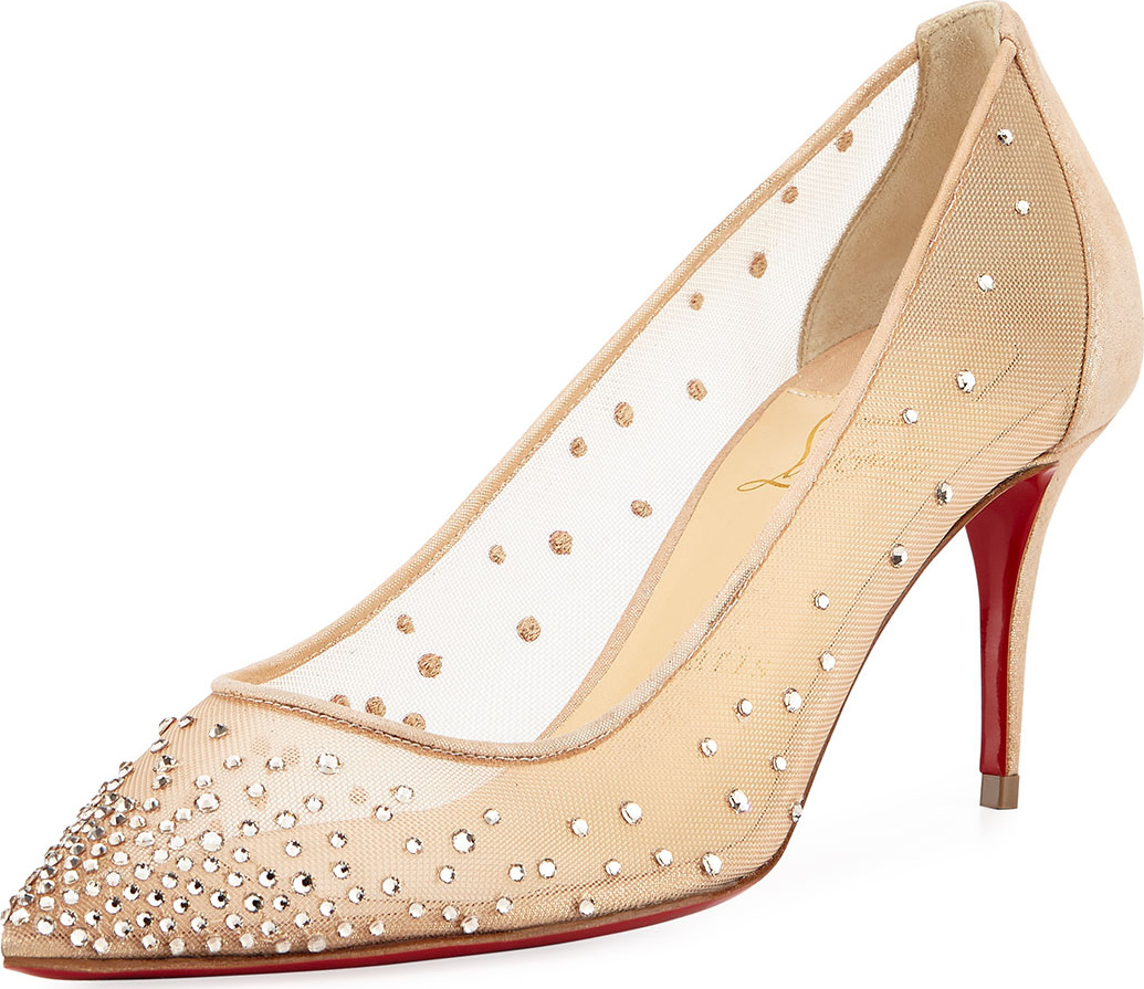 Christian Louboutin Follies 70mm Crystal Mesh Red Sole Pump