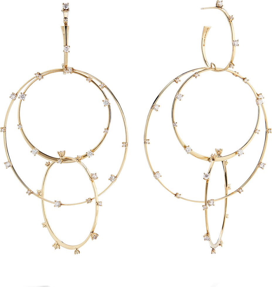 Lana 14k Gold Solo Diamond Bond Hoop Earrings