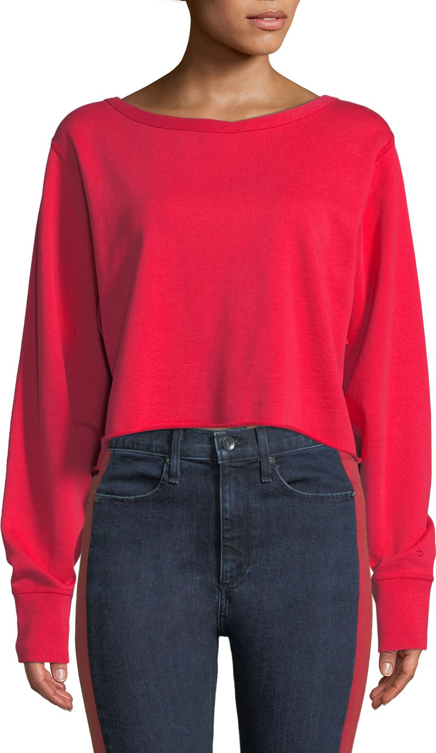Rag & Bone Crewneck Cotton Terry Cropped Sweatshirt