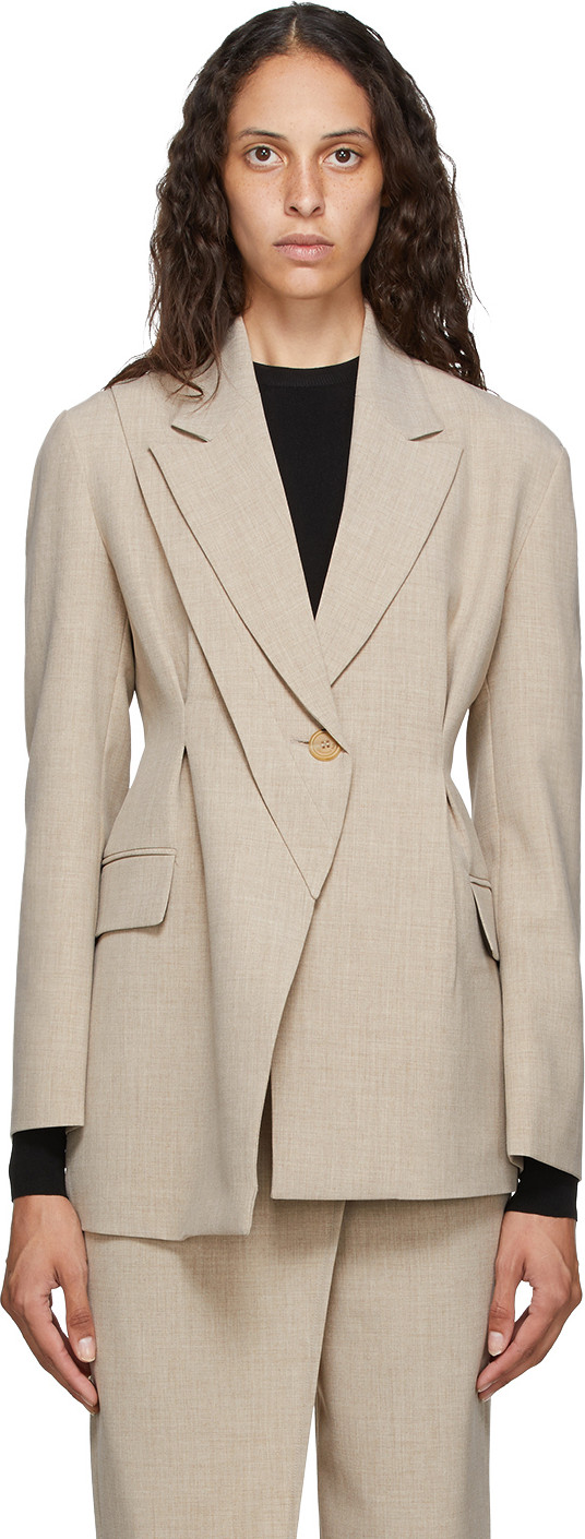 Andersson Bell - Beige Dylan Slit Blazer