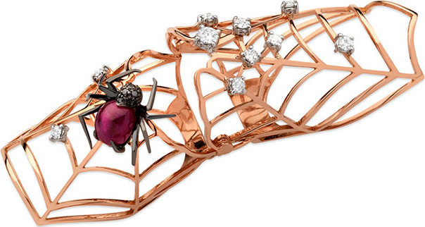 Staurino Fratelli 18K Rose Gold Flex Ruby Spider Ring with Diamonds