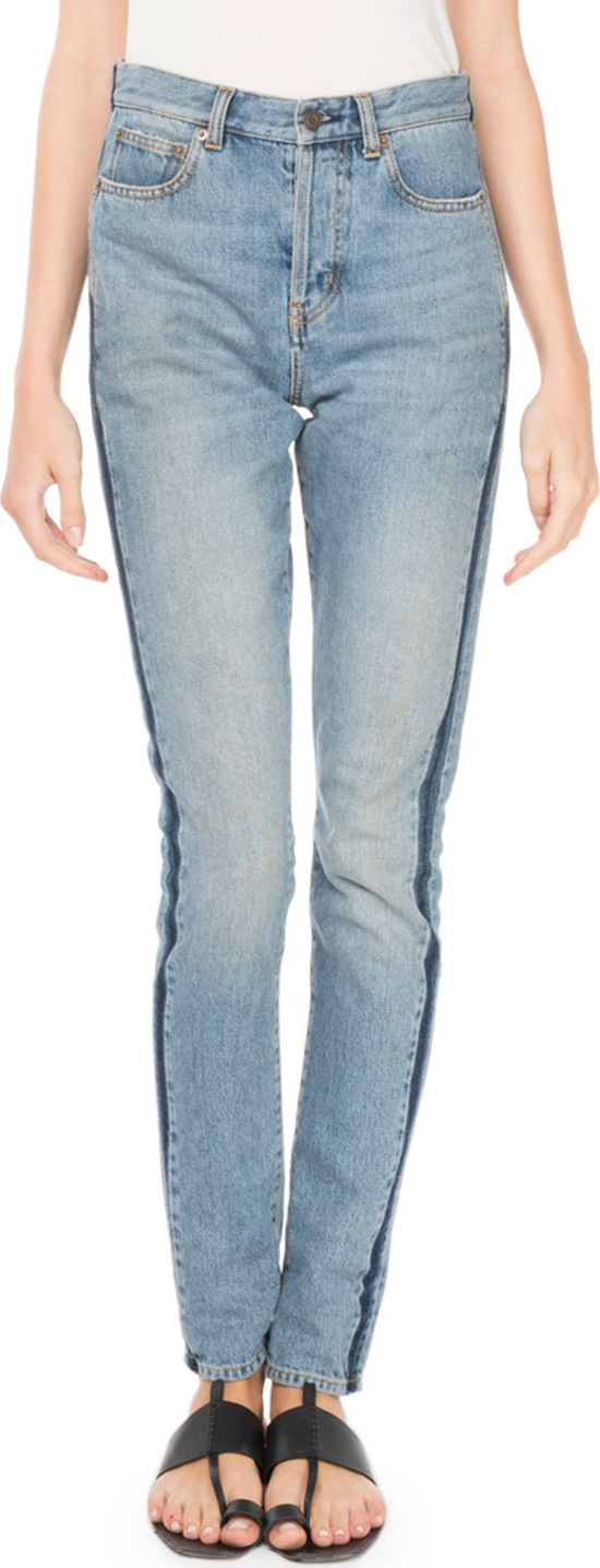 Saint Laurent High-Waist Side-Stripe Skinny-Leg Jeans