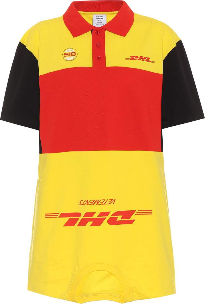 Vetements DHL printed cotton shirt dress
