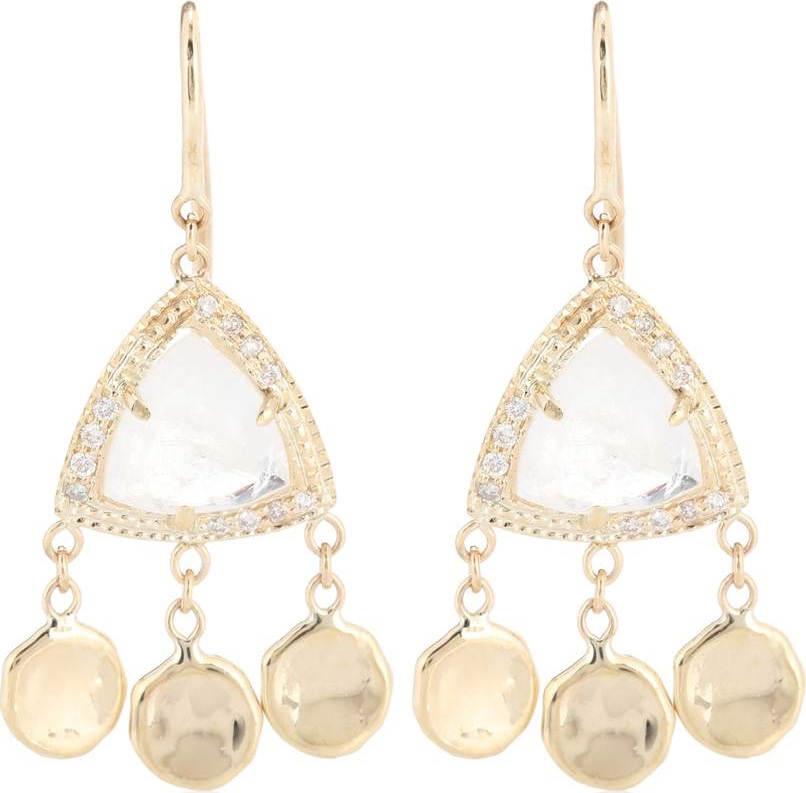 Jacquie Aiche Dia 14kt gold, diamonds and moonstone earrings