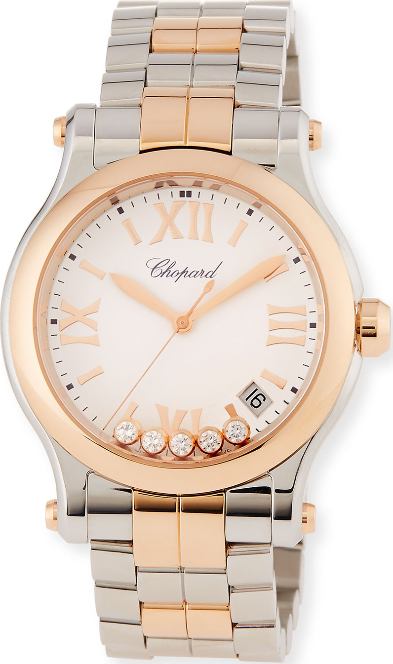 Chopard Happy Sport 18k Rose Gold & Stainless Steel Watch w/ Diamonds