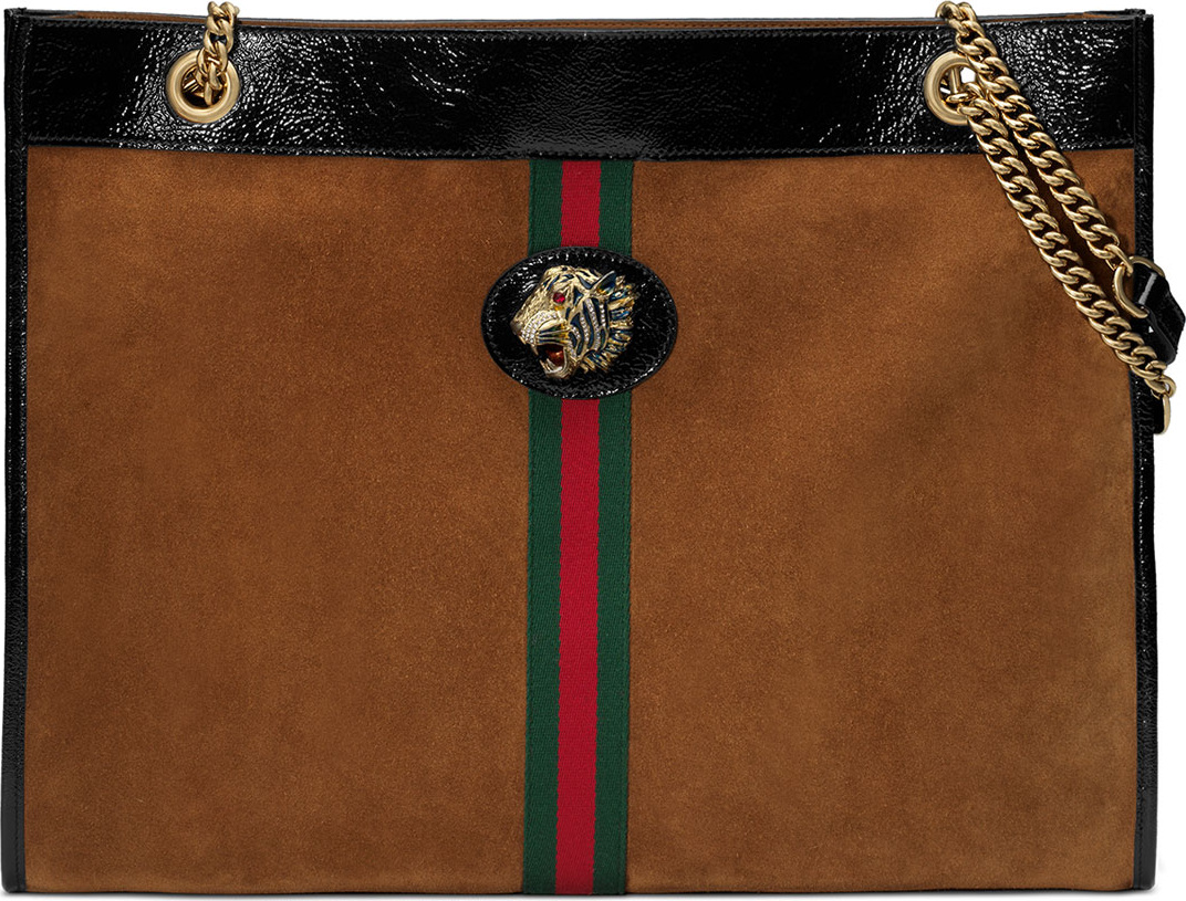 Gucci Linea Tiger Maxi Suede Tote Bag