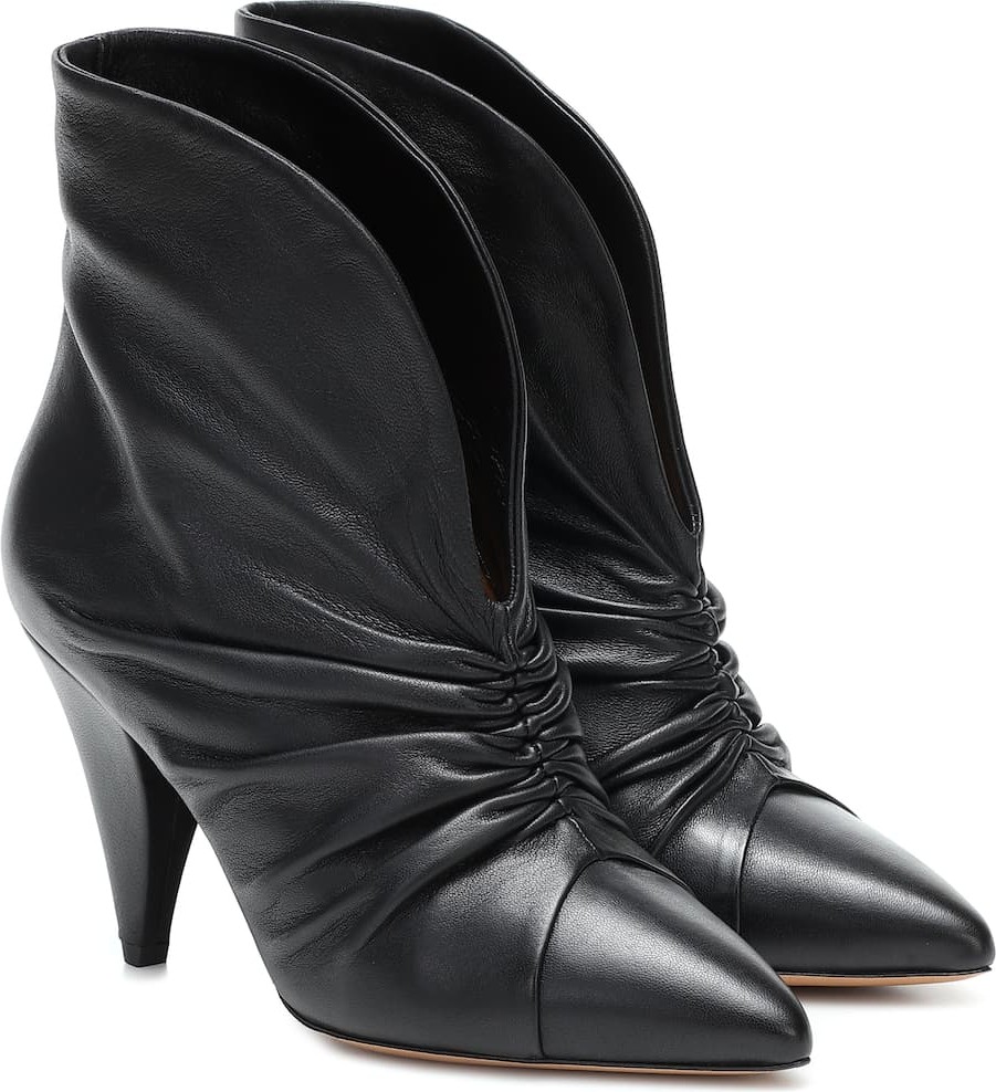 Isabel Marant Lasteen ruched leather ankle boots