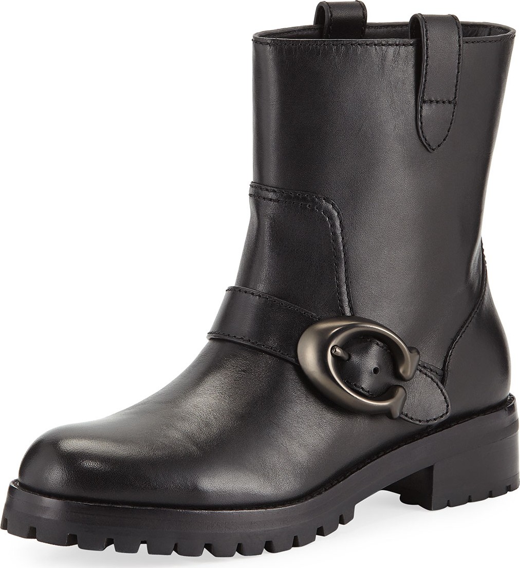 COACH Leighton Buckle Moto Boots