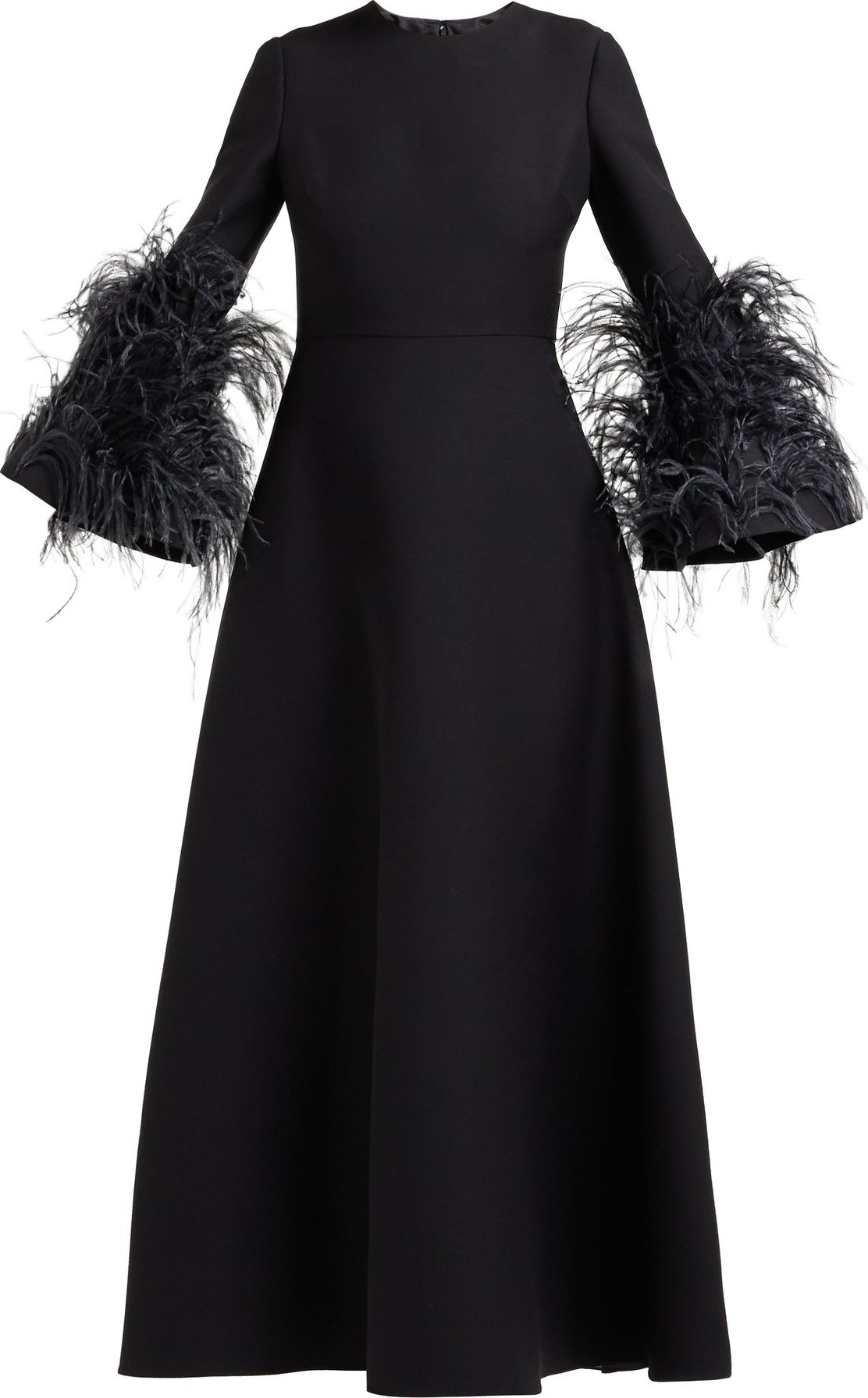 Valentino Feather-trimmed wool and silk-blend gown