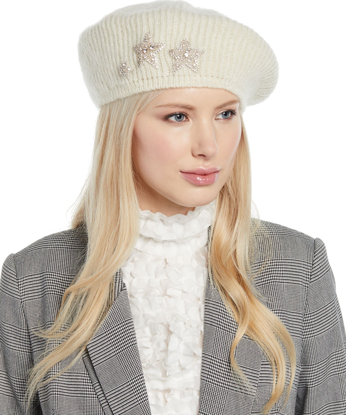 Jennifer Behr Estrella Mohair-Blend Knit Beret w/ Embellished Stars