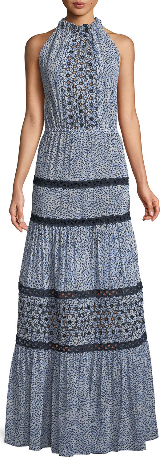 Alexis Bel Printed Crochet Maxi Dress