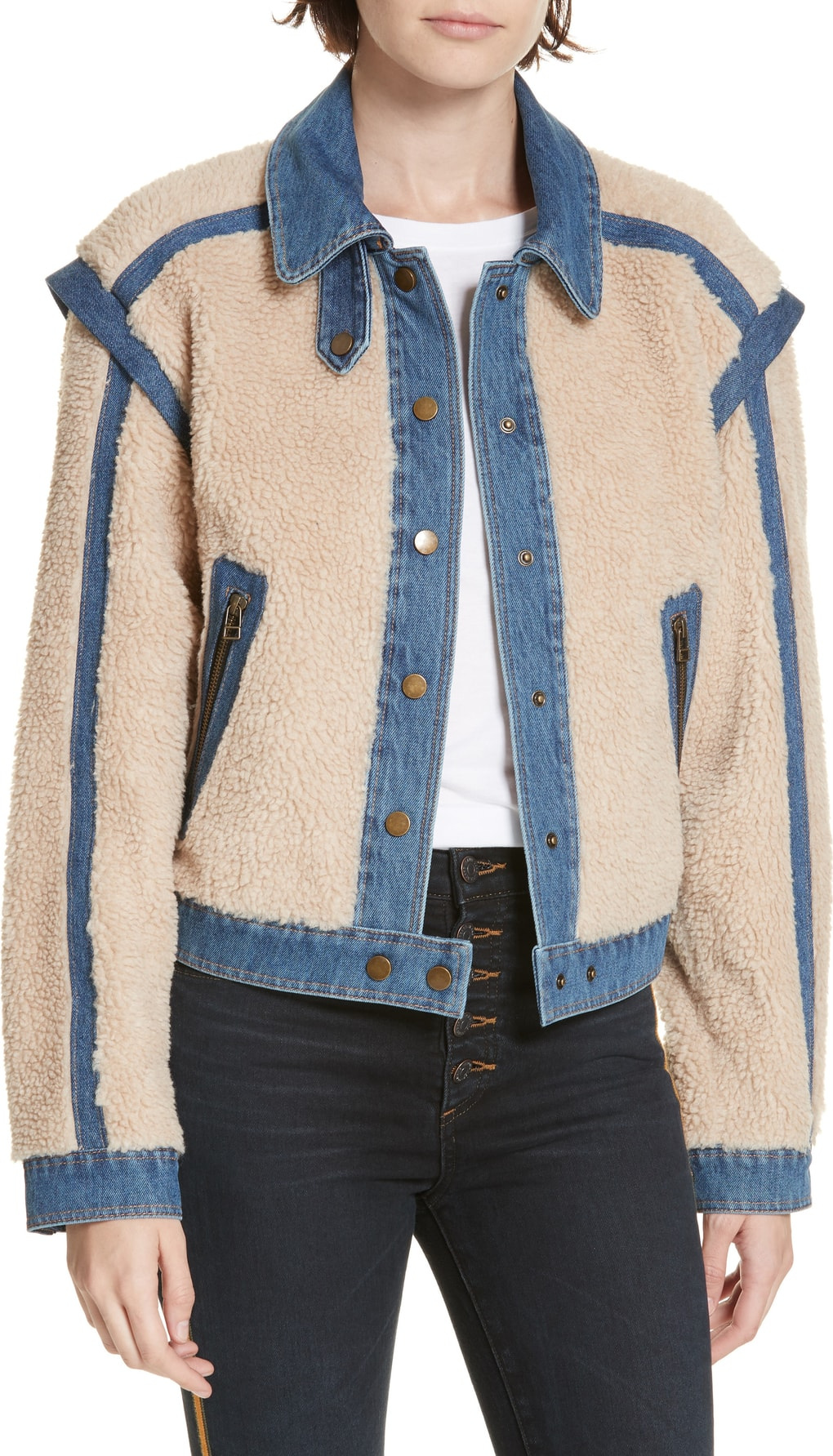 Veronica Beard Potter Fleece & Denim Jacket