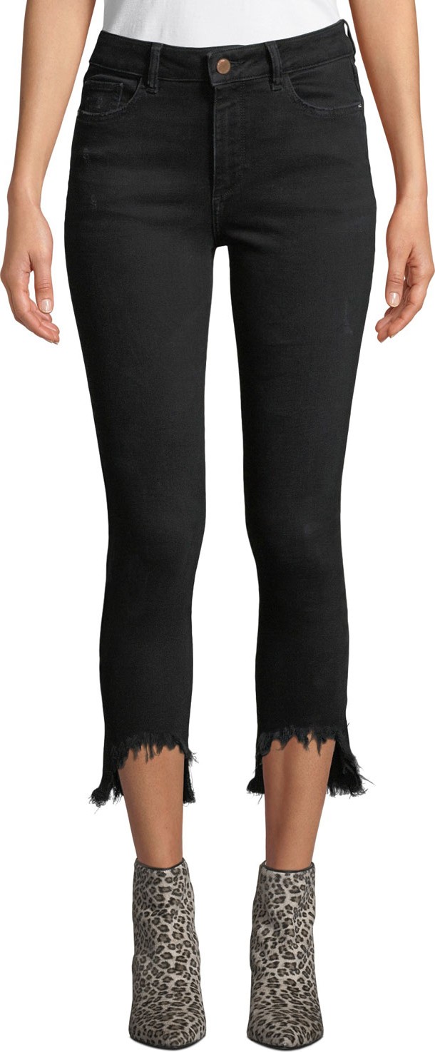 DL1961 Farrow Cropped High-Rise Skinny with Chewed Hem