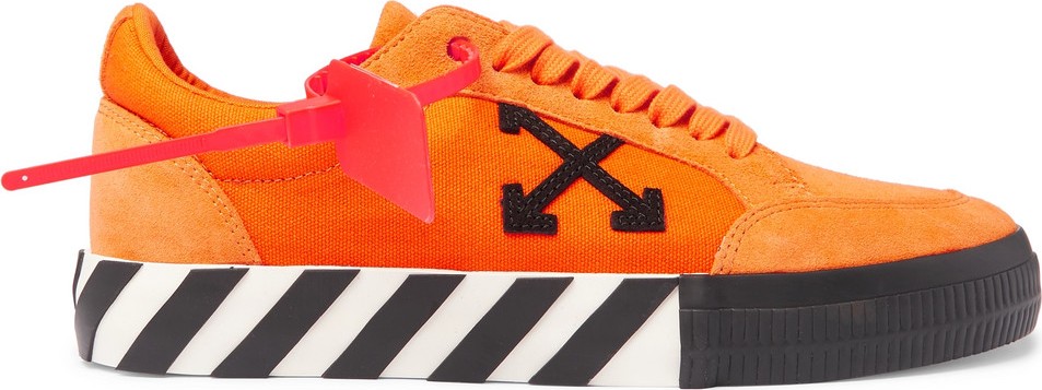 Off White Suede and Canvas Sneakers