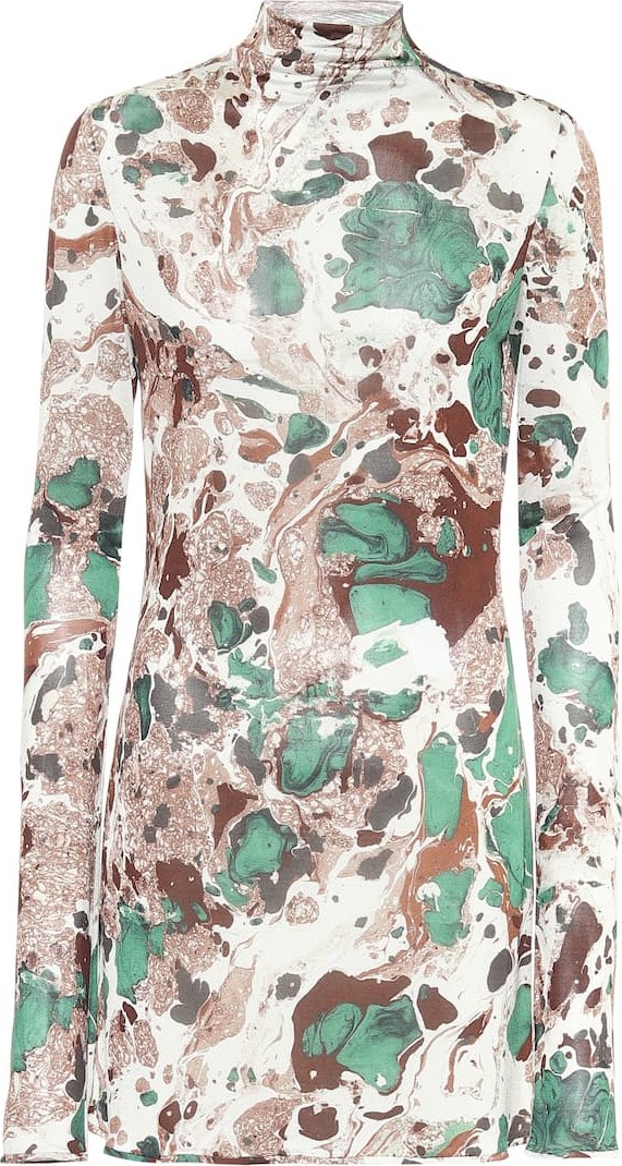 Jil Sander Printed silk mockneck top