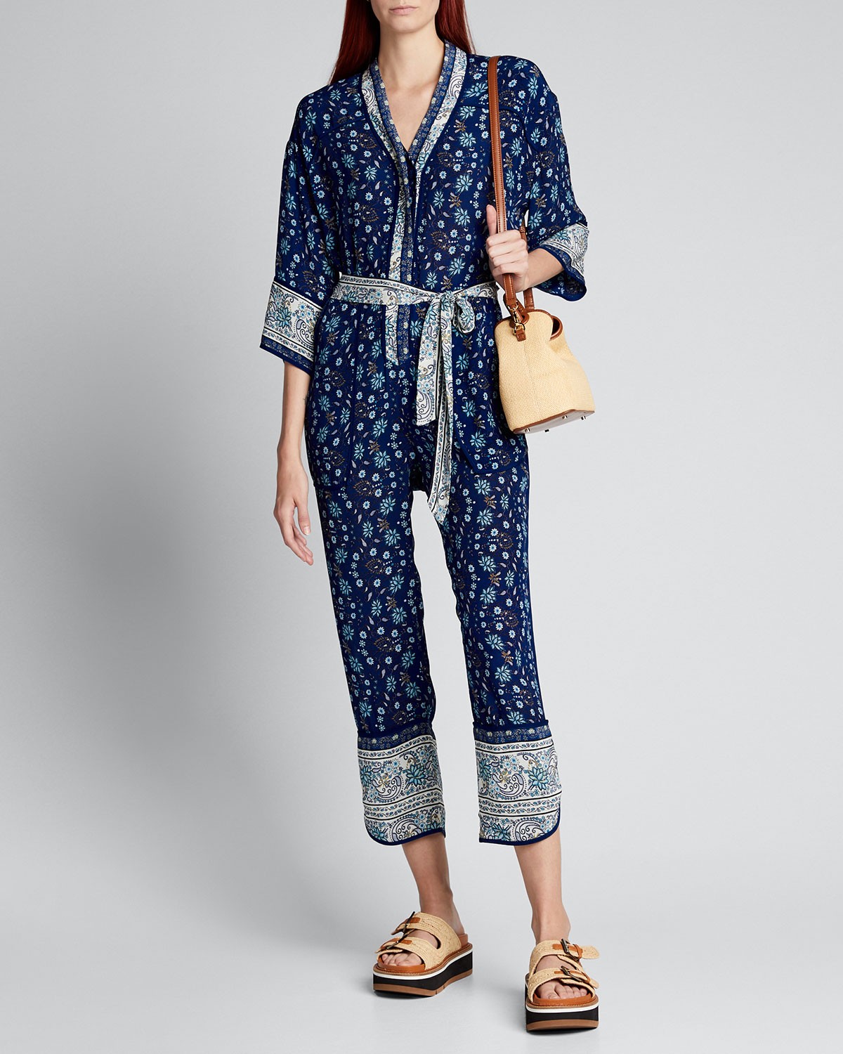 SEA Penelope Printed 3/4-Sleeve Jumpsuit