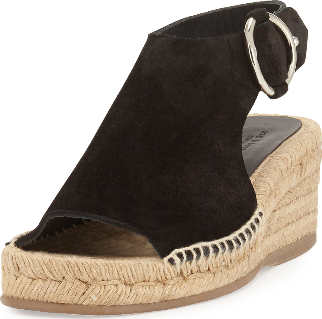 Rag & Bone Calla Suede Wedge Espadrille Sandal, Black
