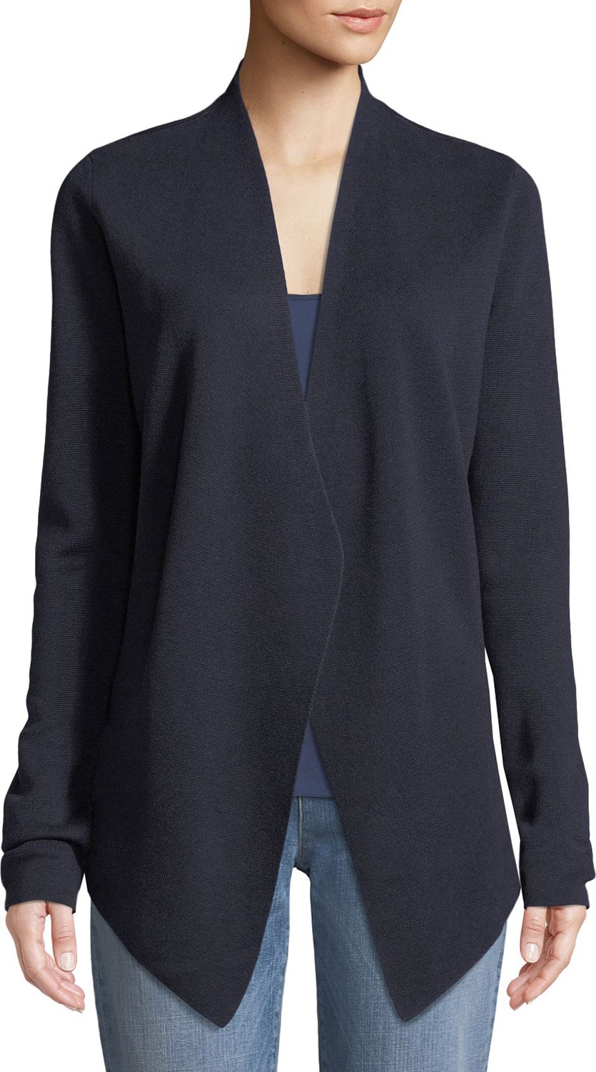 Eileen Fisher Angle-Front Silky Tencel Cardigan