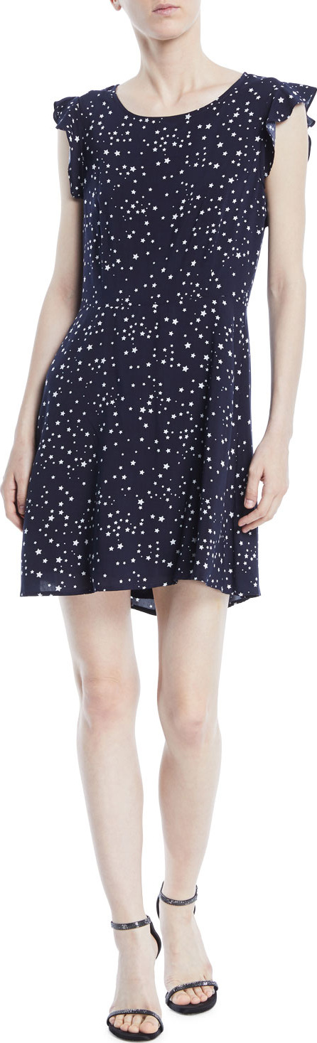 cupcakes and cashmere Dolores Crewneck Sleeveless Cutout-Back Star-Print Mini Dress