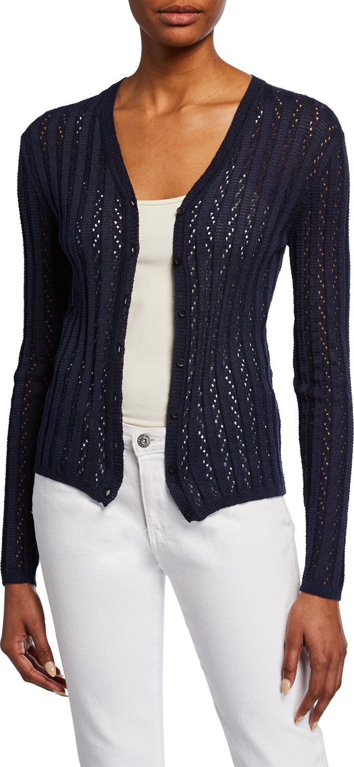 M Missoni Button-Front Rib-Knit Cardigan