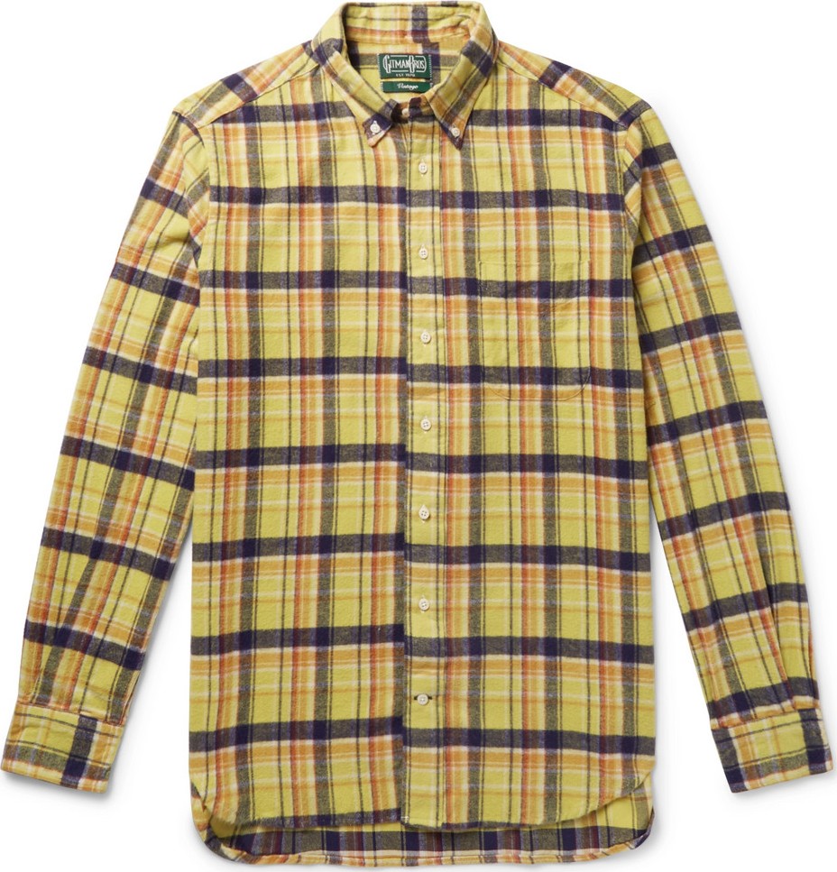 Gitman Vintage Button-Down Collar Checked Brushed Cotton-Flannel Shirt
