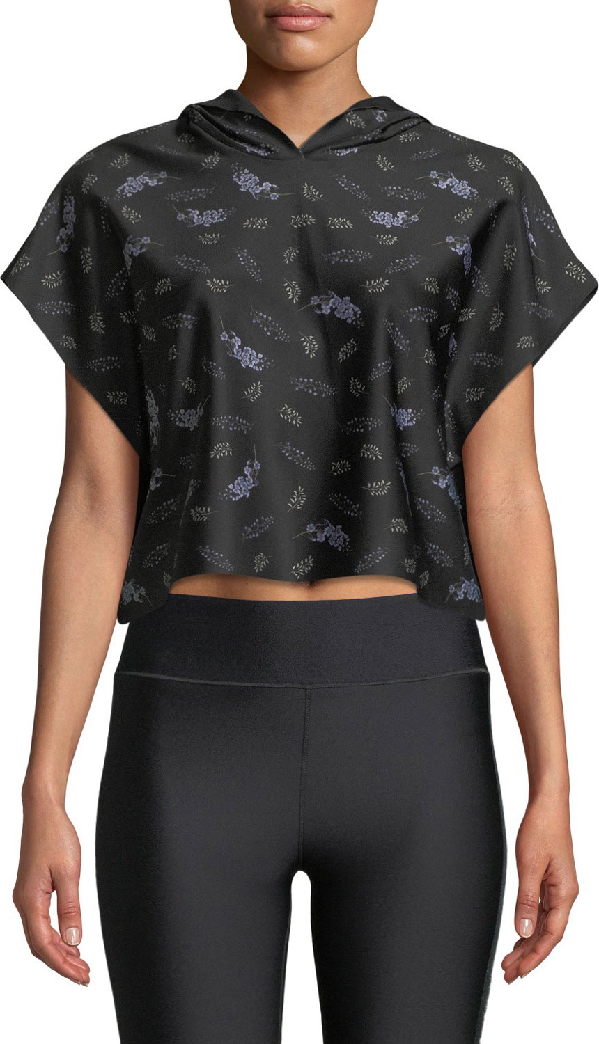 ULTRACOR Sparrow Lavender-Print Cropped Hooded Activewear Tee ULTRACOR Sparrow Lavender-Print Cropped Hooded Activewear Tee