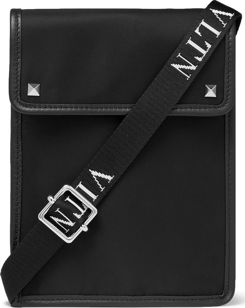Valentino Valentino Garavani Leather-Trimmed Nylon Messenger Bag