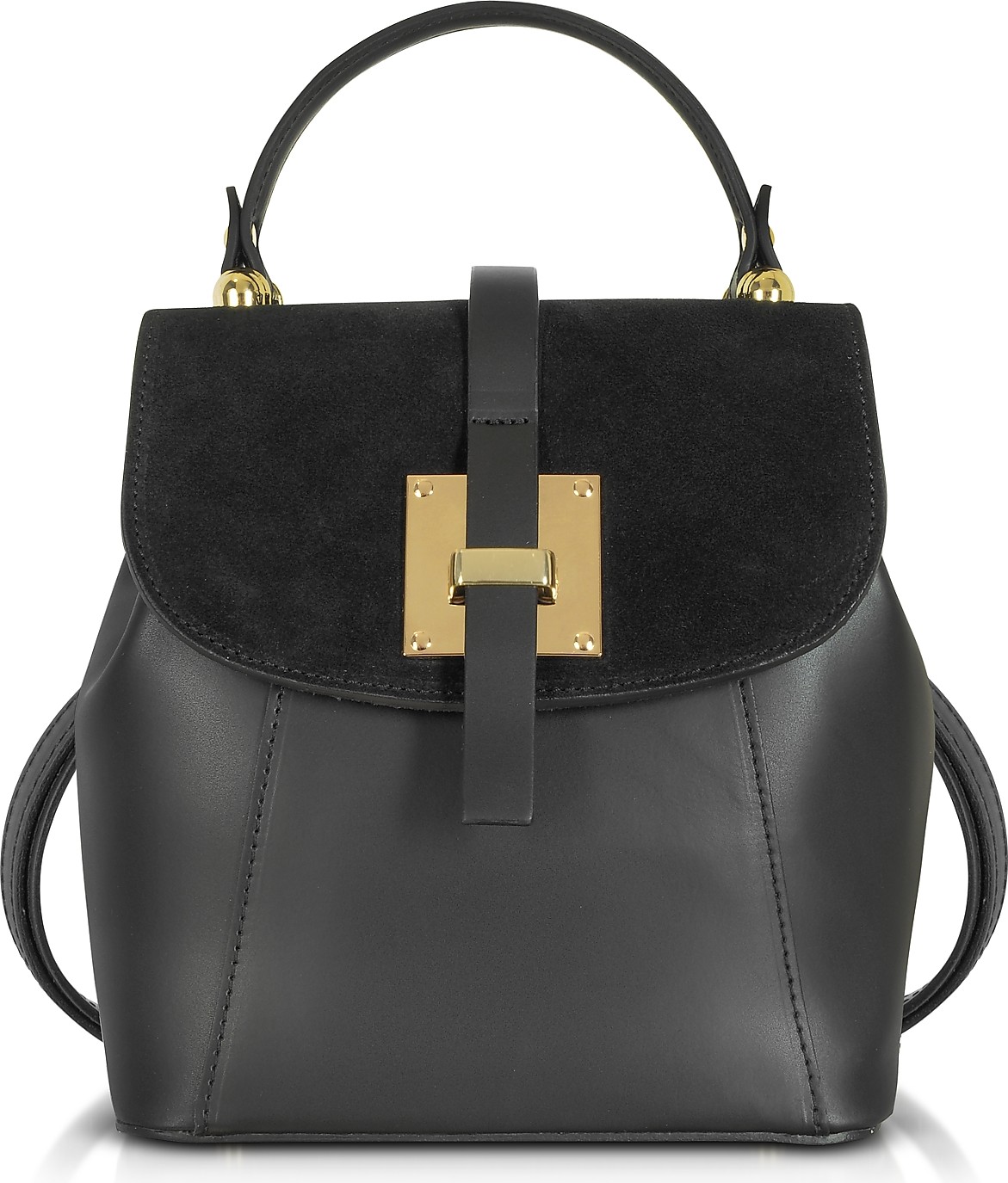 Gisèle 39 Palazia Black Suede and Leather Small Backpack