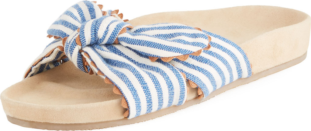 Loeffler Randall Beattie Knotted Striped Pool Slide Sandal