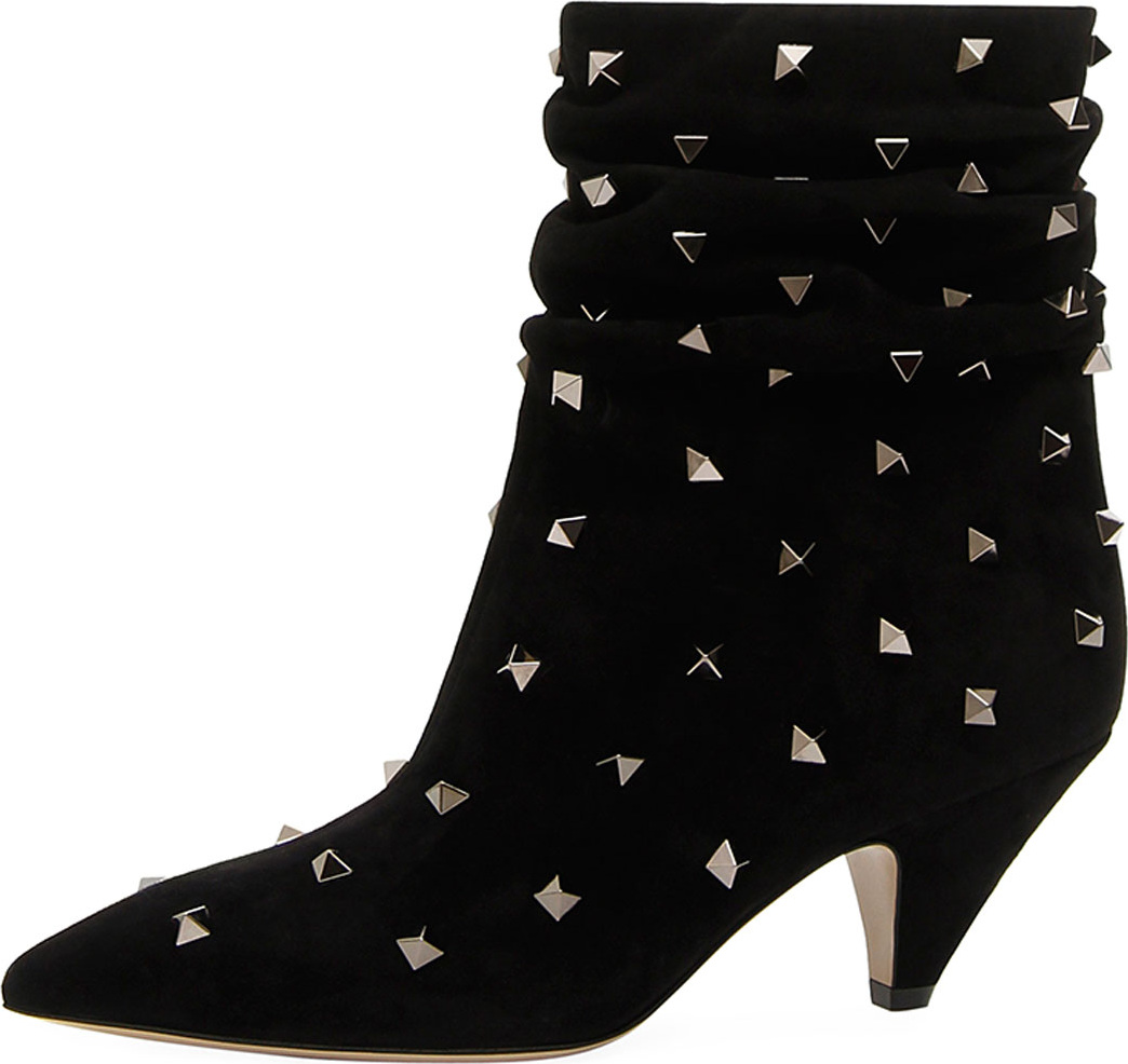 Valentino Suede Scrunch Stud Bootie