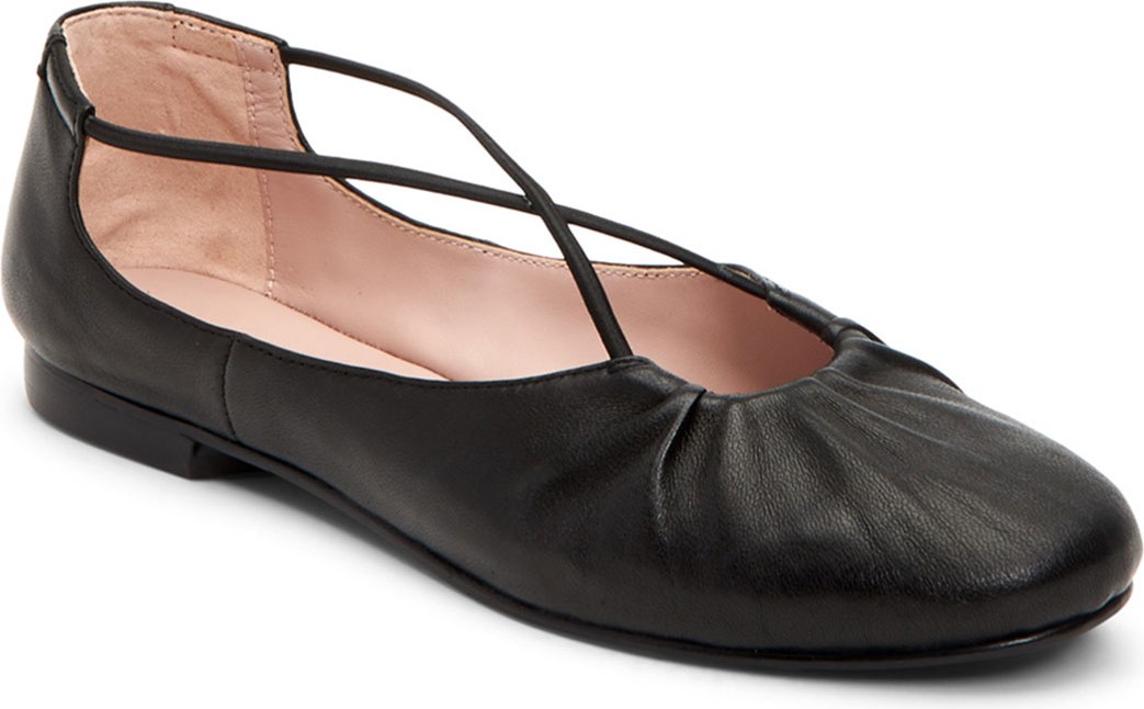 Taryn Rose Alessandra Cross-Strap Leather Ballet Flats