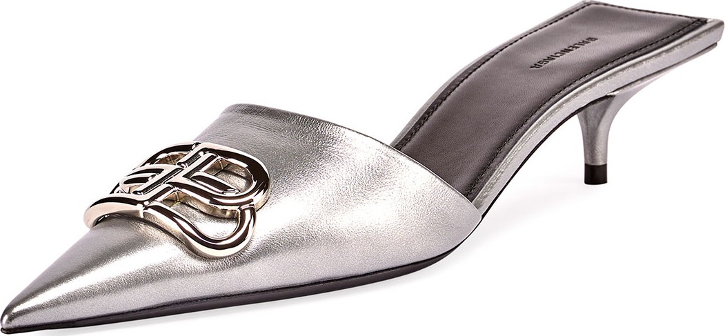 Balenciaga Square Knife BB Mules  Gray