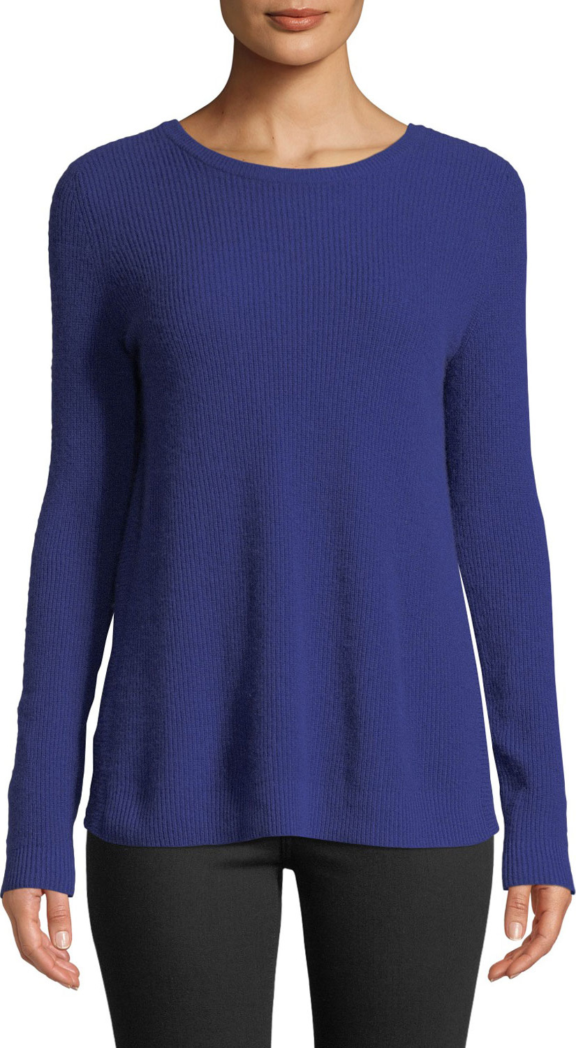 Autumn Cashmere Reversible Crossover-Back Crewneck Cashmere Sweater