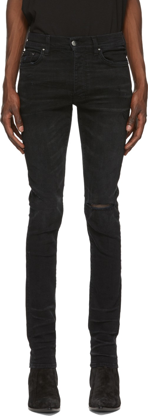 Amiri Black Slit Knee Jeans