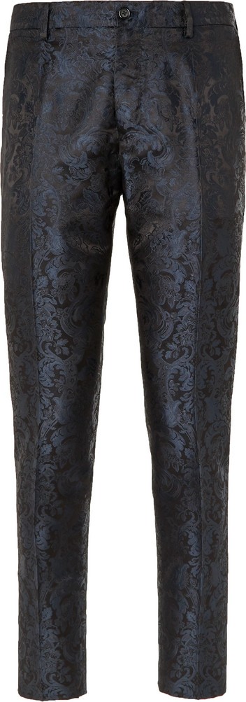 Dolce & Gabbana Slim-Fit Silk-Jacquard Trousers
