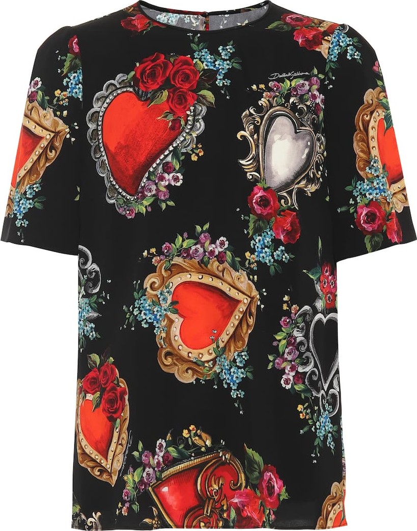 Dolce & Gabbana Printed stretch silk top