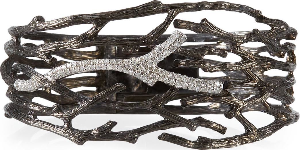 Michael Aram Enchanted Forest Multi-Twig Cuff Bracelet w/ Diamonds, Black