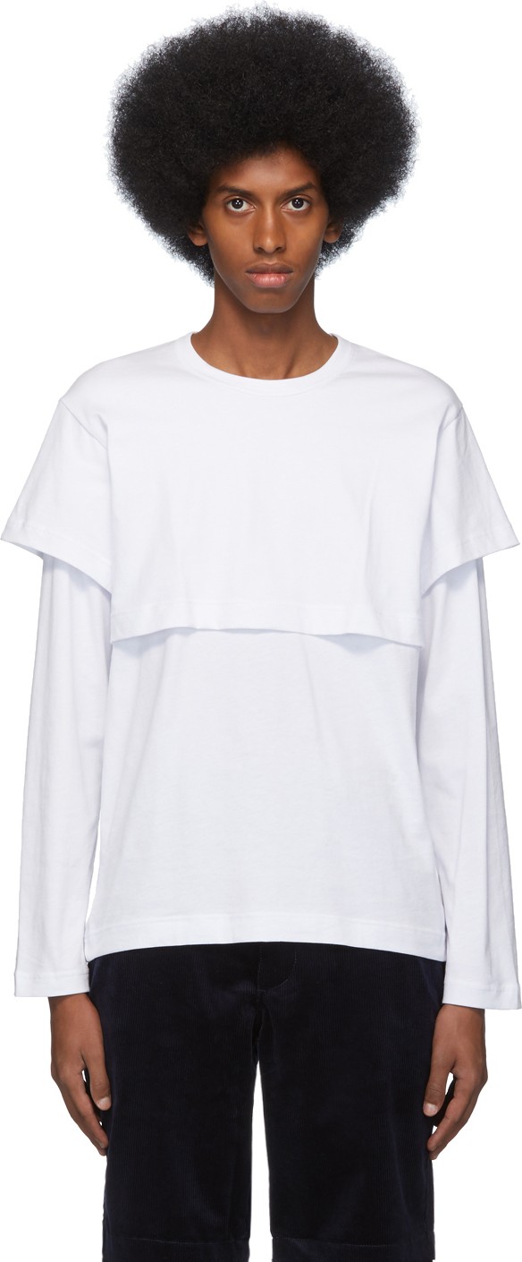 Comme Des Garcons White Layered Long Sleeve T-Shirt