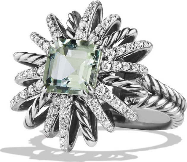 David Yurman 23mm Diamond & Prasiolite Starburst Ring