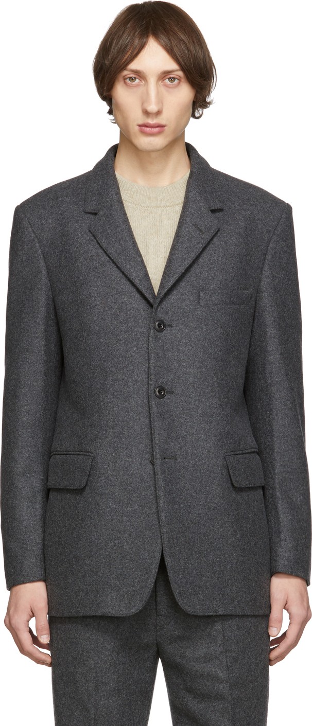 Lemaire Grey Felted Wool Blazer