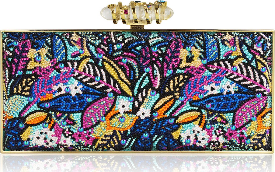 Judith Leiber Sea Jungle Large Coffered Rectangle Clutch Bag, Multi