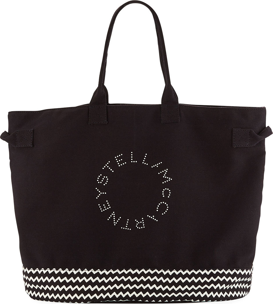 Stella McCartney Striped Logo Beach Tote Bag
