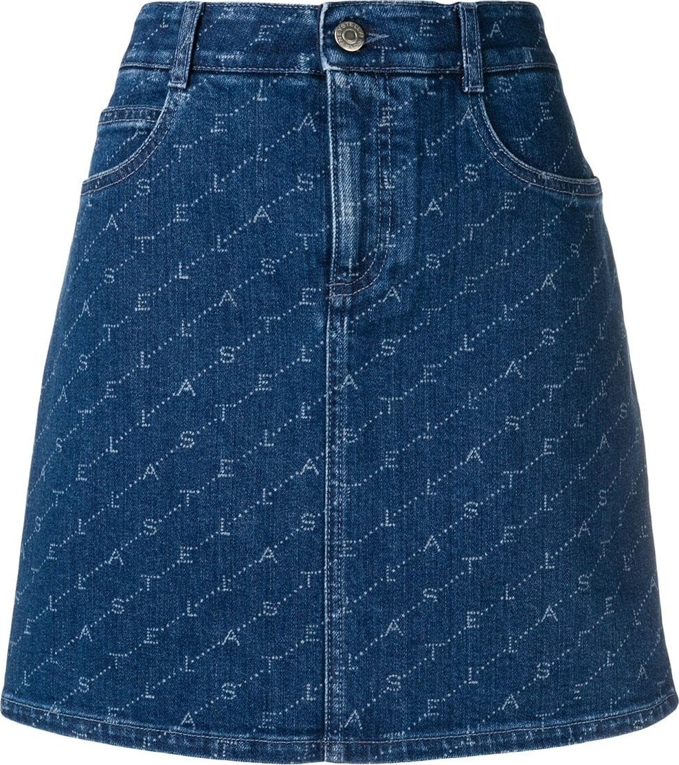 Stella McCartney logo print denim skirt
