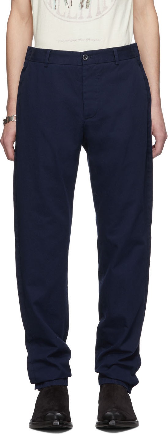 Maison Margiela Navy Cigarette Leg Trousers