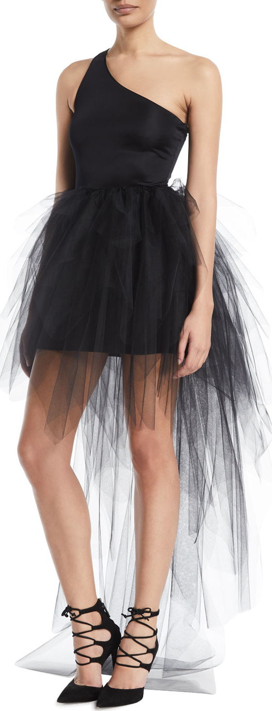 Unravel Siren One-Shoulder Top w/ Tulle Layer Skirt