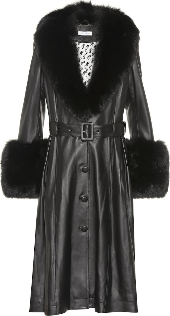 Saks Potts Foxy fur-trimmed leather coat
