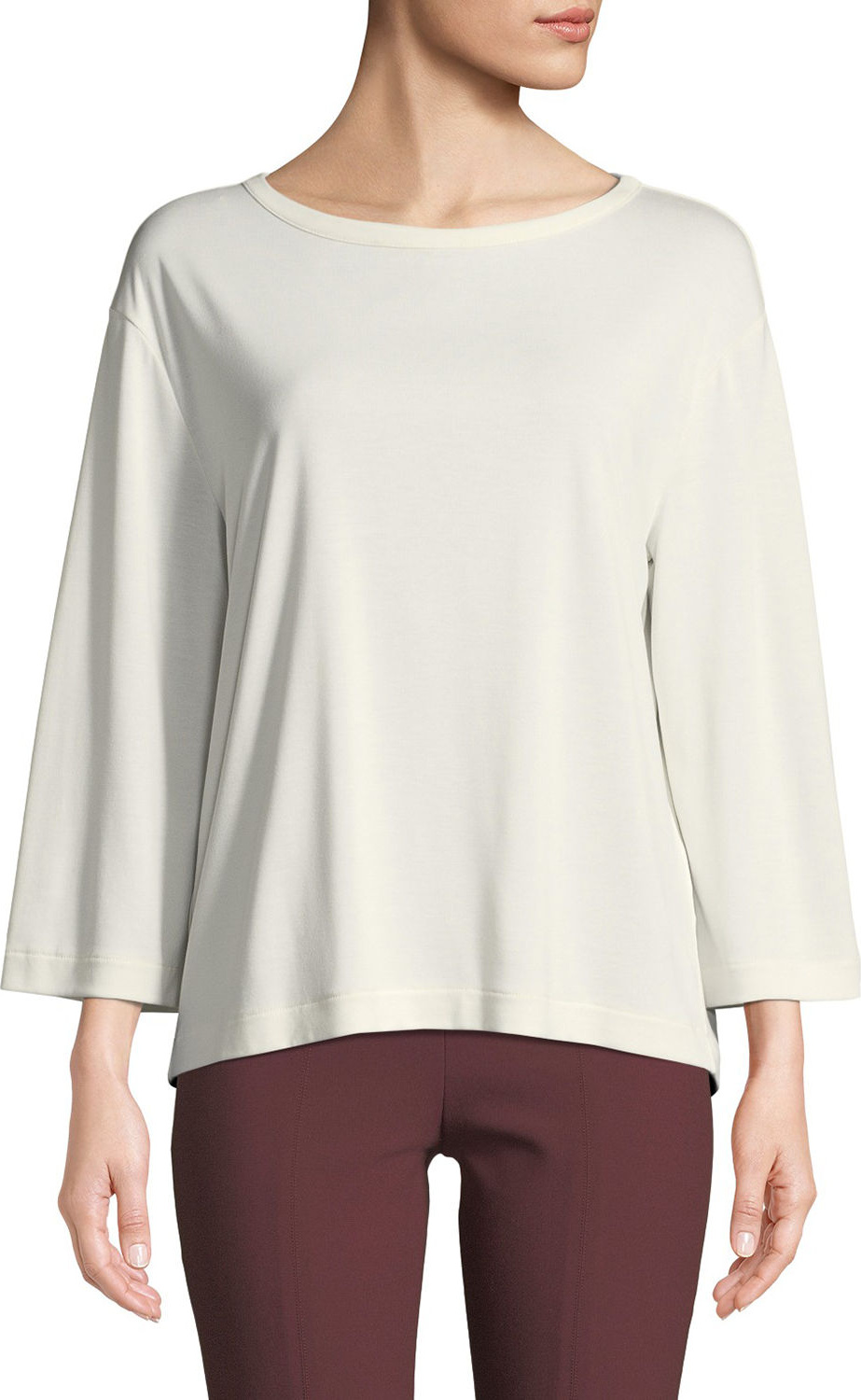 Vince Tie-Back 3/4-Sleeve Crewneck Top