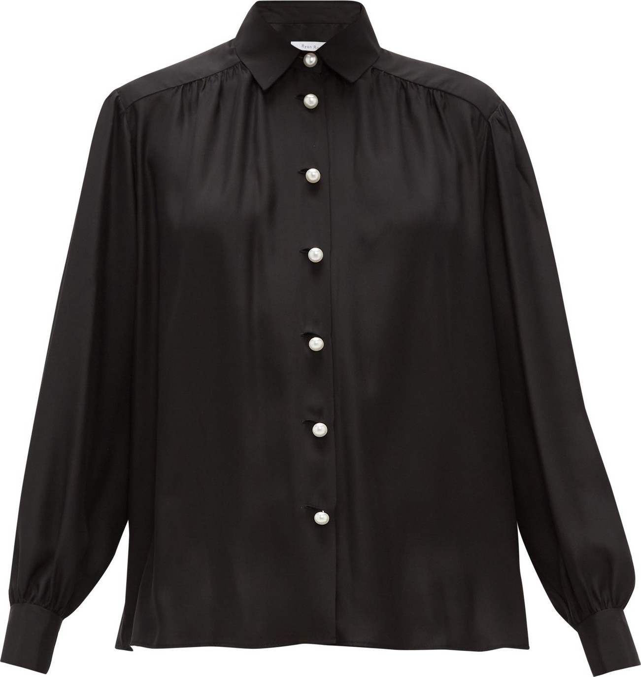 Ryan Roche Faux-pearl buttoned silk blouse