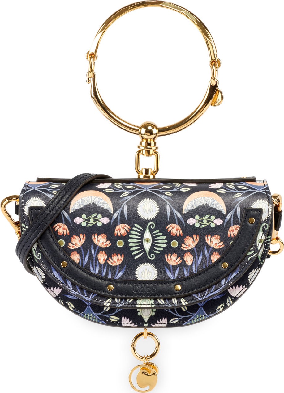 Chloe Nile Artistic Print Minaudiere Clutch Bag with Bangle Handle