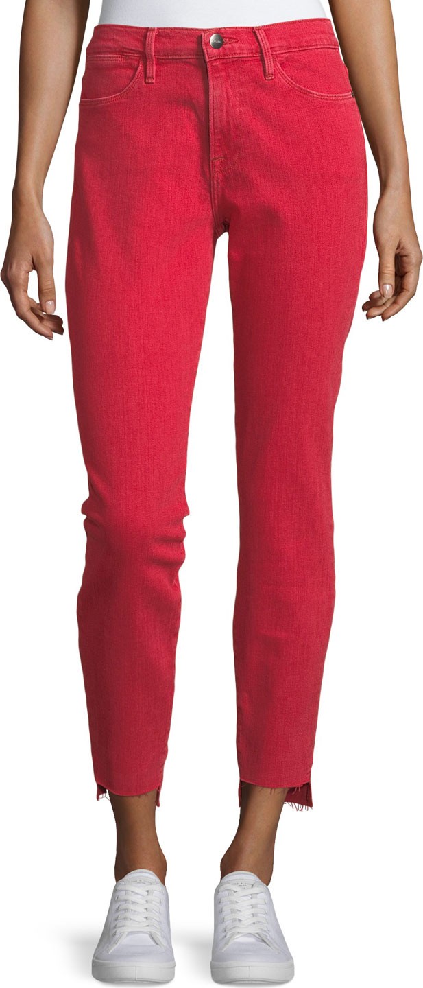 FRAME DENIM Le High Skinny Jeans with Raw Stagger Hem